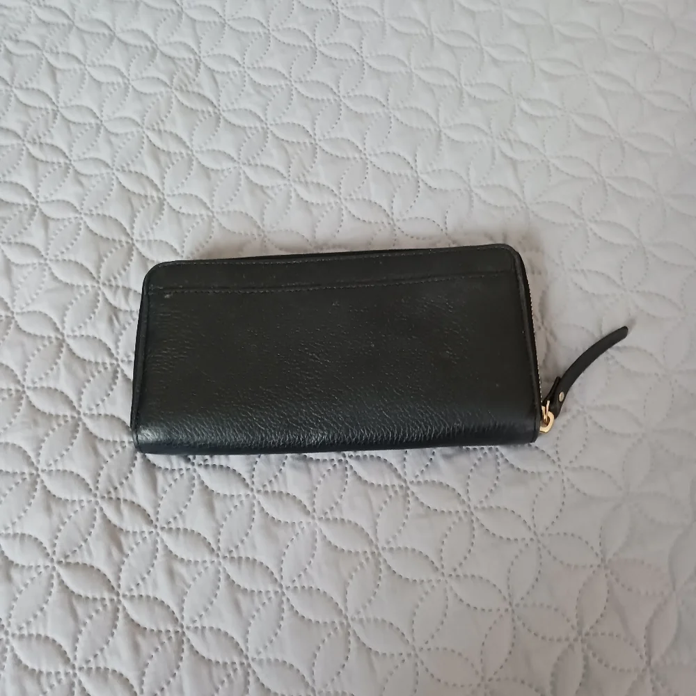 Kate Spade black leather zip wallet